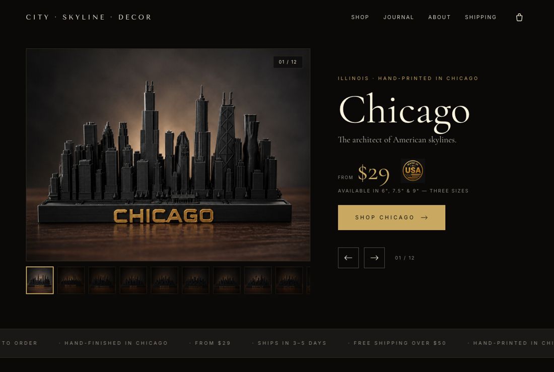 City Skyline Decor e-commerce website built by K94 Web